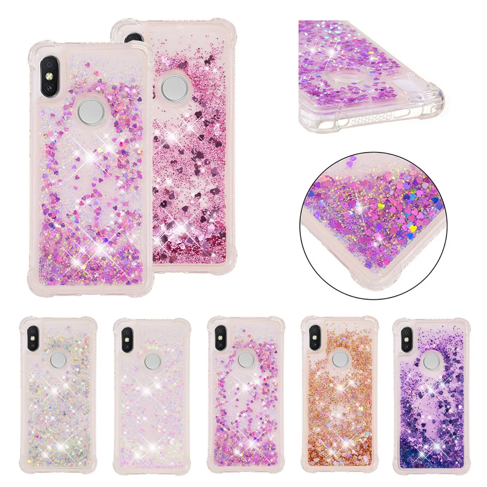 Soft TPU Love Heart Liquid Glitter Quicksand Case For Xiaomi Redmi Note 5A 7A 4X 4 5 Plus 6 6A S2 Y2 Mi 5X A1 A2 Lite Cover | Мобильные
