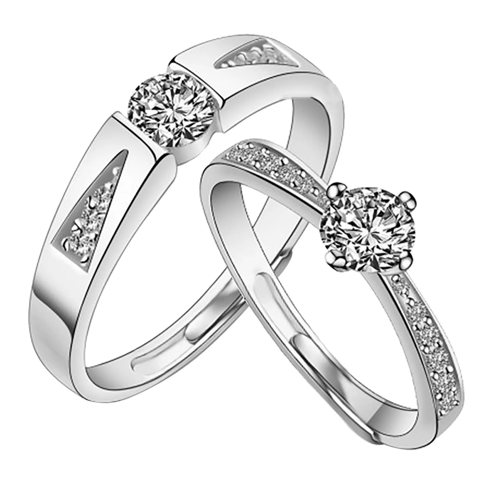 2 Pcs Cool Copper Ring Lover Couple Rings Set Promise Wedding Bands for Him and Her Jewerly Gift 2