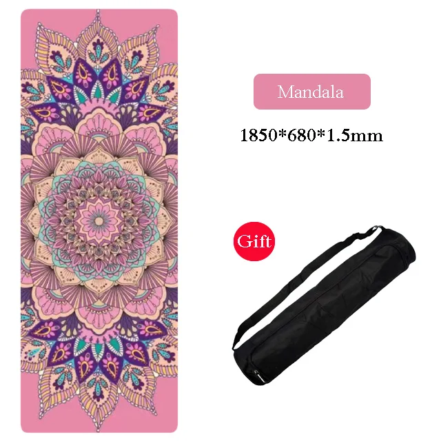 Mandala 1,5 мм впитывающий пот замшевый коврик для занятий йогой спортзал домашний резиновый коврик для занятий фитнесом Пилатес практический Складной Коврик Для Йоги Полотенце - Цвет: Mandala