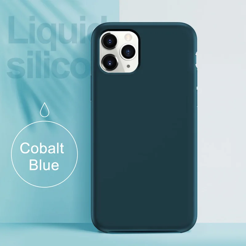 Официальный силиконовый чехол с логотипом для iPhone 11 11Pro 11Promax задний чехол с логотипом - Цвет: Cobalt Blue
