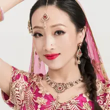 Индийские женские аксессуары для танца живота головной убор серьги ожерелье танцевальные аксессуары для выступлений