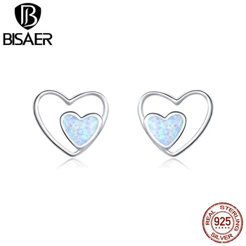

valentines day gift bisaer 925 Sterling silver love heart earrings stud full of heart stud earrings jewelry ECE858