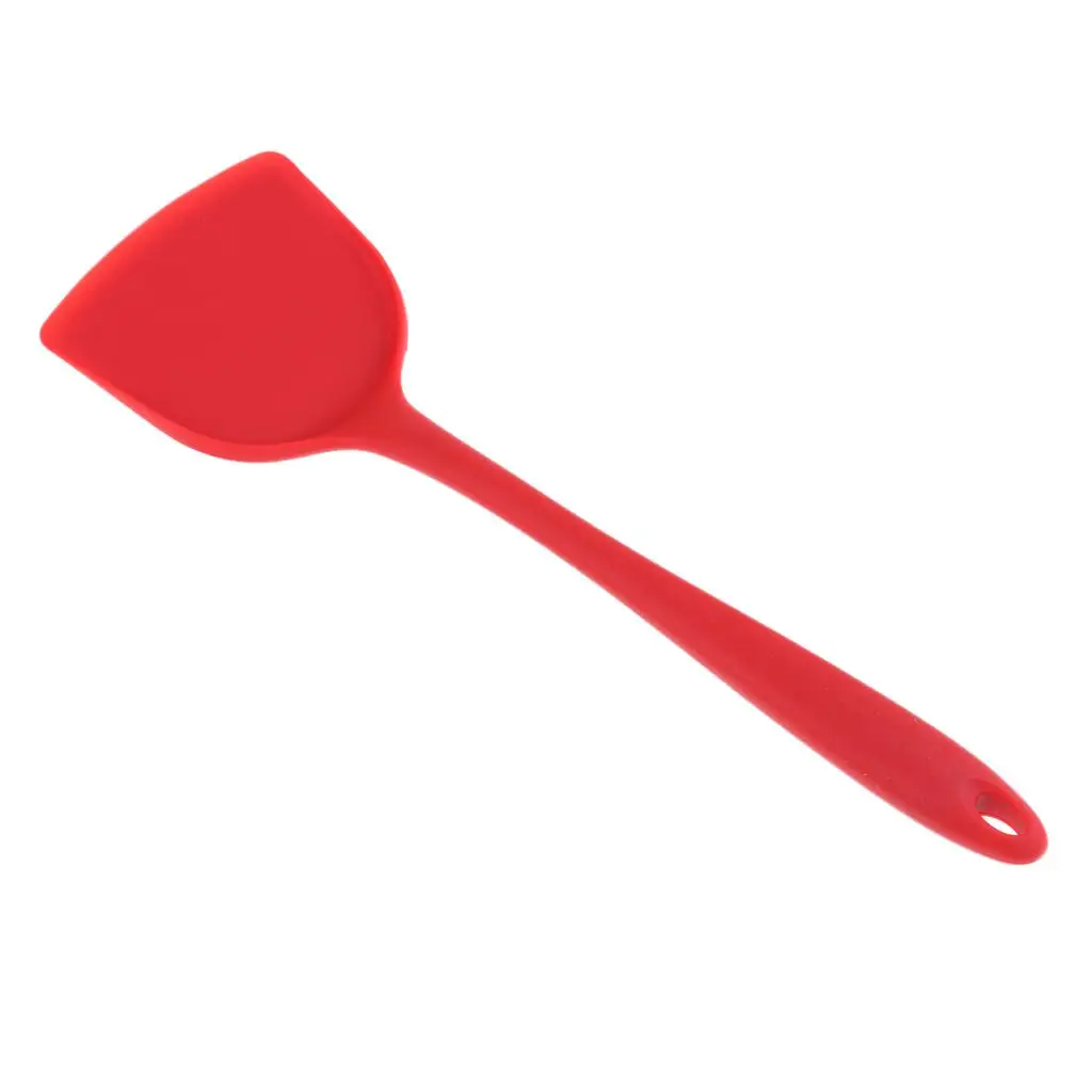 Long Handle Silicon Spatula for Flipping Egg Burger Crepe, Non-stick and High Temperature Resistant