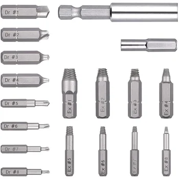 

Daed Screw Extractor Kit, 18 PCS Screw Remover and Bolt Stripped Extractor with Extension Bit Holder & Socket Adapter