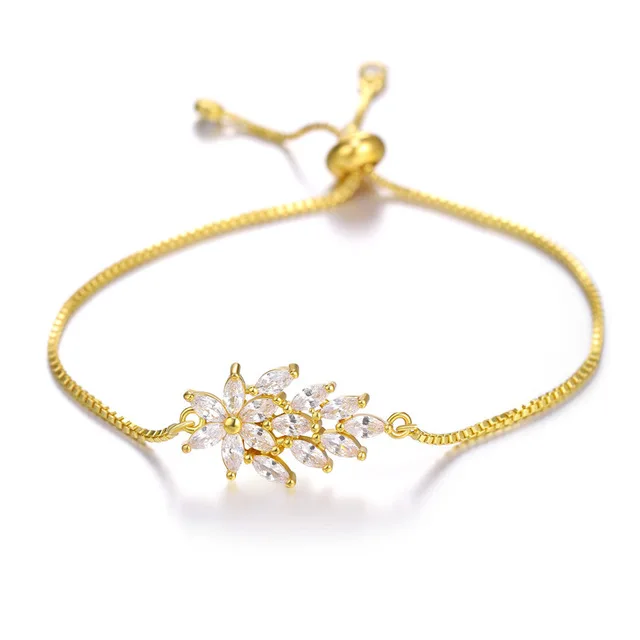 Hot Sell Flower JUWANG модные регулируемые кольцеобразные браслеты для женщин Кристалл Шарм Свадебный браслет Femme вечерние ювелирные изделия друг подарок pulseira - Окраска металла: Hot Sell Flower