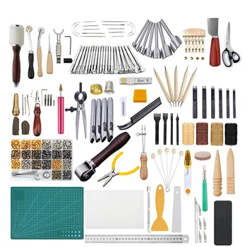 

366Pc Professional Leather Craft Tool Set DIY Craft Supplies Artwork Embossed Leather Rivet Tool Set Hand Sewing Stitching Punch