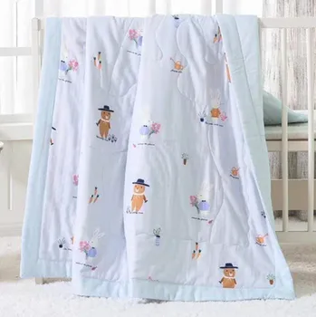 

Summer Kids Quilt Air Conditioning Cool Quilt Cotton Cartoon Print Baby Bedclothes Thin Kids Bed Sleeping Blanket Size150x200