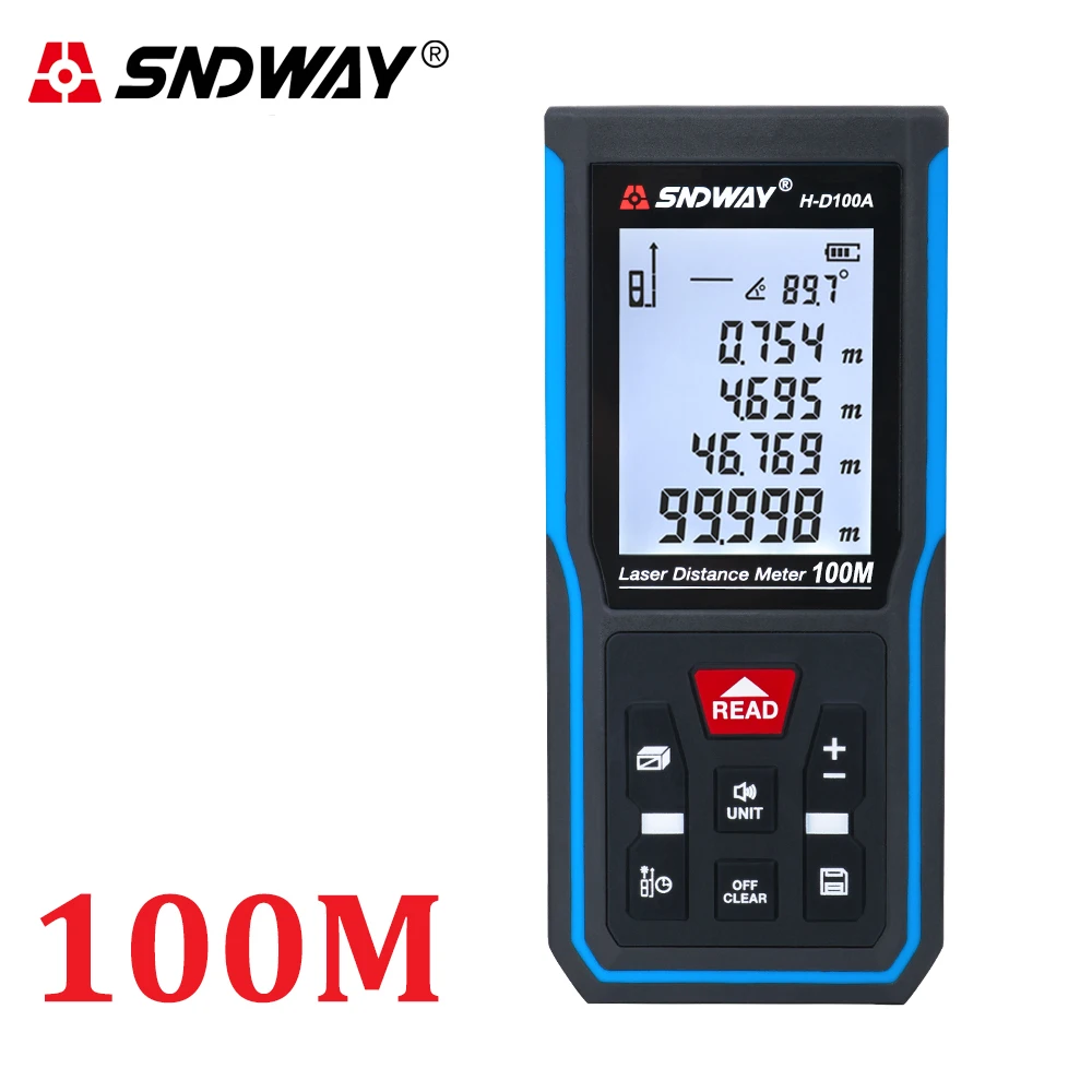 SNDWAY Laser Distance Meter 50M 70M 100M 120M Laser Rangefinder Range Finder Roulette Trena Tape Measuring Tool Build Instrument