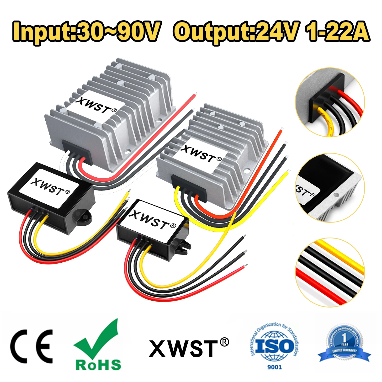 Преобразователь постоянного тока 36V48V60V72V в 24V модуль 1-22A понижающий