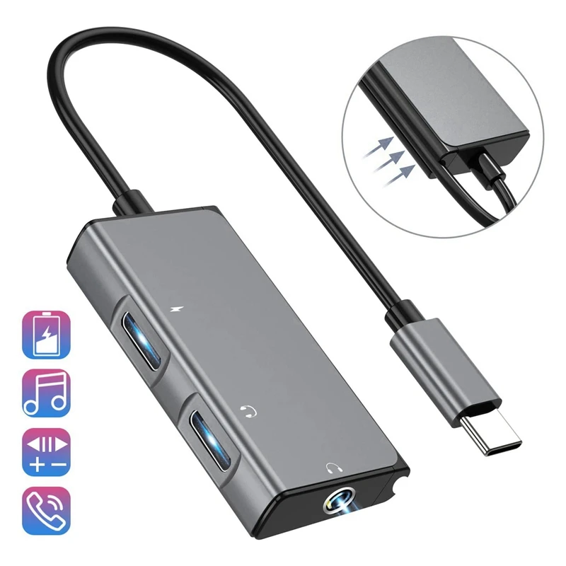 USB C to Headphone Adapter 3 in 1 Type C 3 5mm Audio Port PD Power Port Stable for Galaxy Note 10 Aux Adapter