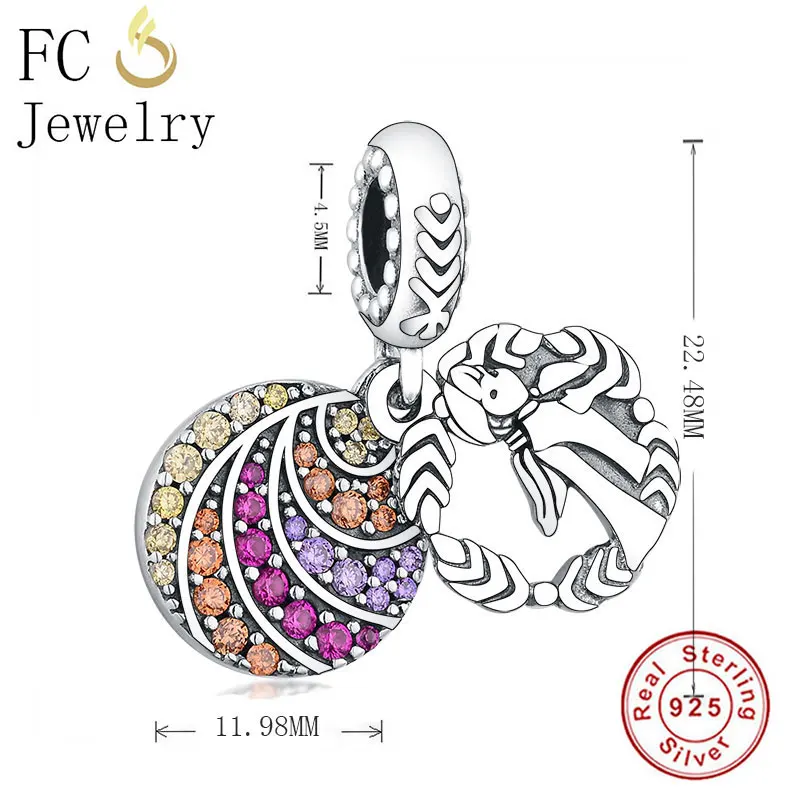 FC ювелирные изделия Подходит Pandora Шарм Bracelet100% 925 Серебро Фиолетовый Принцесса Анна бесстрашный по природе Кулон Бусы для женщин Berloque