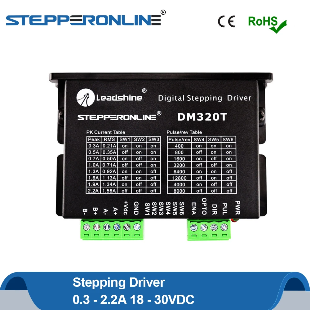 

Digital Stepper Motor Driver 0.3-2.2A 10-30VDC 2-phase Stepper Motor Controller for Nema 8,11,14,16,17 Stepper