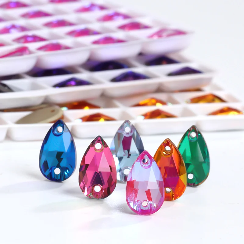 12/24/72Pcs 바느질 드롭 라인 석 플랫 백 도매 물방울 바느질 크리스탈 K9..