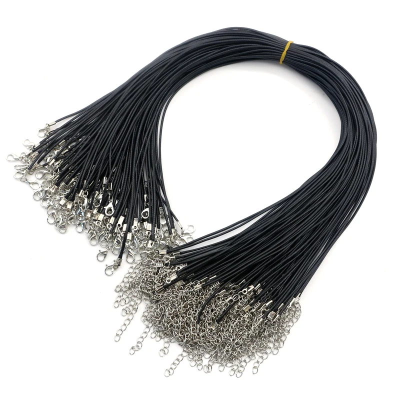 10-unids-1-5mm-Negro-cord-n-de-Cera-Cuerda-Cuerda-de-Cuero-Collar-de-Cadena