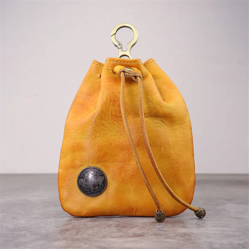 

Fashion high-quality genuine leather women's coin purse retro casual hand rubbed color vegetable tanned leather shredded wallet