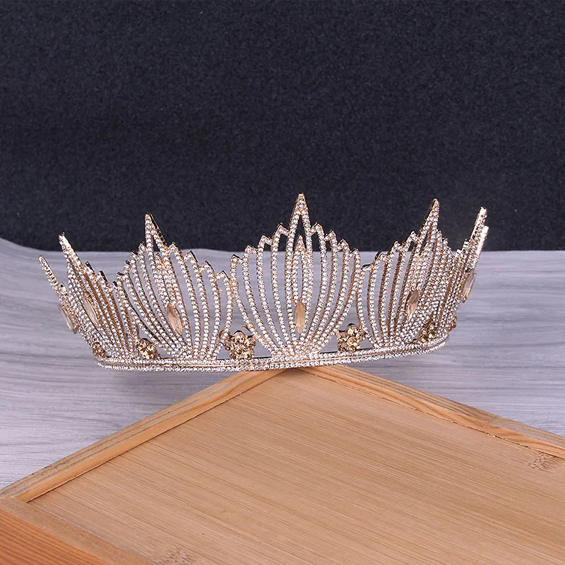 Принцесса Тиара свадебная для невесты русалка Король Королева барокко Золотой Кристалл Корона повязка на голову день рождения женщин Тиара для волос для девочек