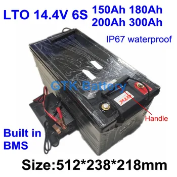 

14.4v LTO 14V 6S 150ah 180AH lithium titanate Battery for electronic vehicle Boat marine Solar car EV BMS+ 20A fast charger