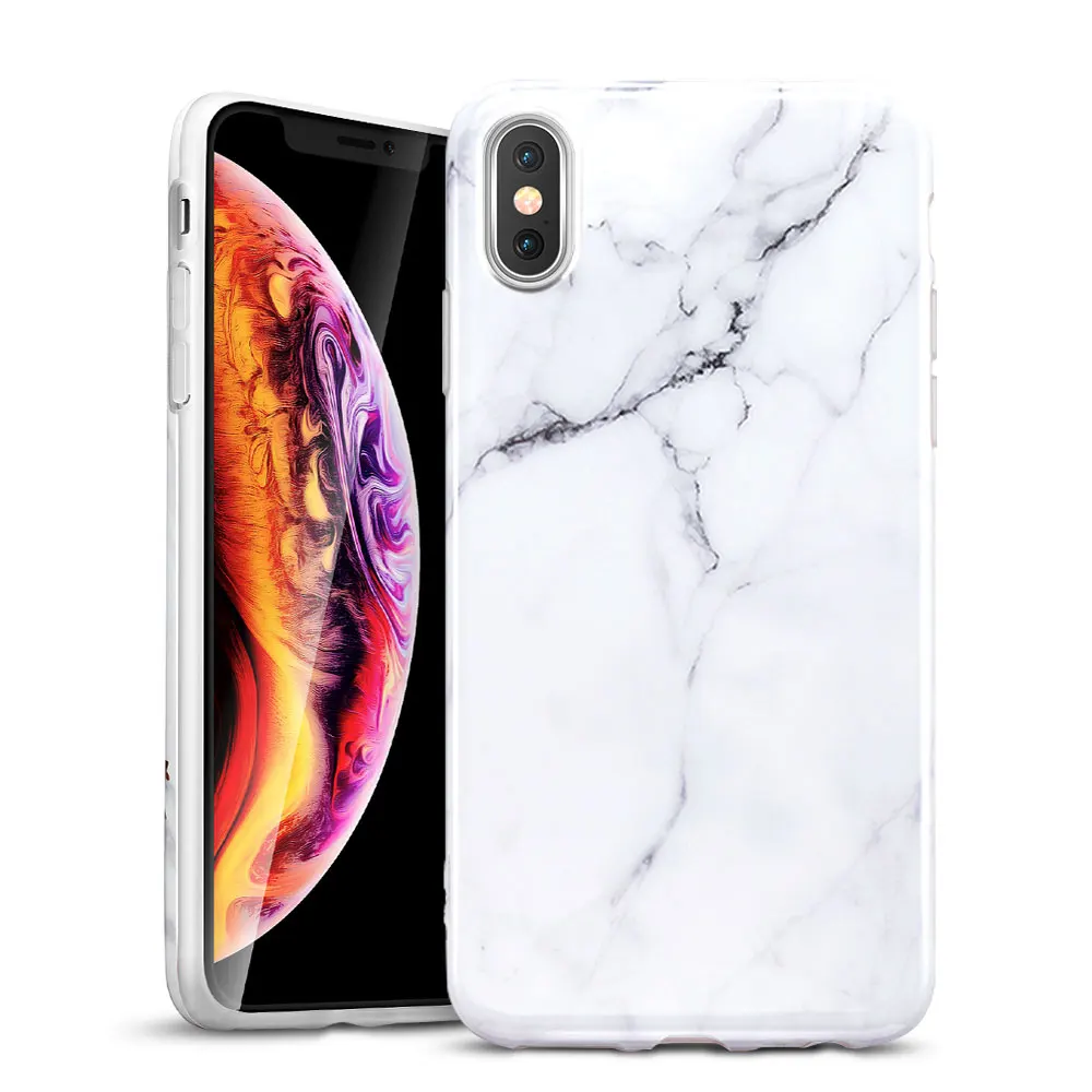 ESR чехол для iPhone X XS XR XS Max чехол тонкий мягкий, гибкий, из ТПУ чехол с мраморным рисунком для iPhone XS XR XS Max аксессуары для телефонов - Цвет: White