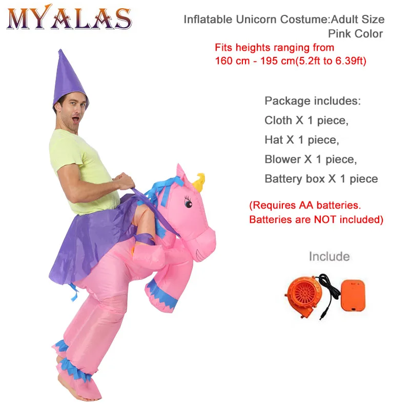 Adult Unicorn Pink Надувной костюм единорога для взрослых; детский маскарадный костюм из фильма; карнавальный костюм на Хэллоуин; костюм животного; одежда для костюмированной вечеринки; disfraz inflable - Цвет: Adult Unicorn Pink