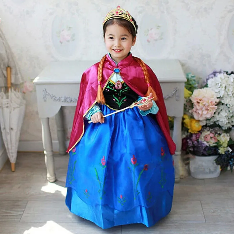 Новое Модное детское платье принцессы Анны костюм Эльзы платье для девочек детское платье для девочек костюмы на Хэллоуин для детей от 3 до 10 лет
