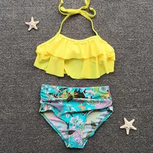 Купальный костюм Falbala для девочек от 5 до 12 лет Детская купальная одежда из двух предметов купальный костюм для девочек-подростков с цветочным принтом купальник-бикини для девочек