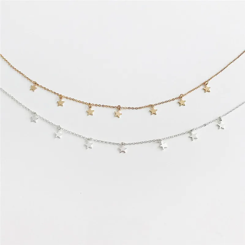 ihuoshang Necklaces Choker Kolye Gold Silver Color Star Moon Necklace WoPendants Collares Jewelry