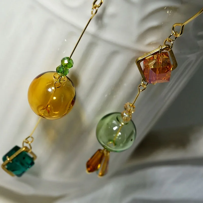 Dangle earrings long drop earrings handmade Korean for women charming GEM glass ball Femme Brincos Jewelry