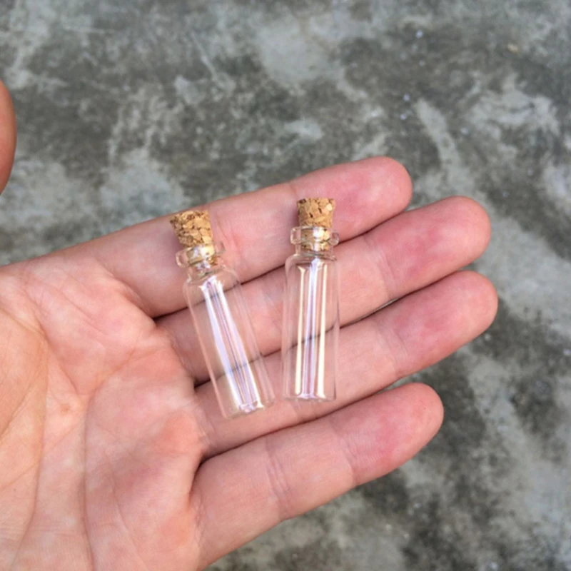 1ml Mini Wishing Bottle Transparent Small Glass Bottle With Cork Stopper Small Jar Container Jewelry Collection 10pcs glass bottles mini glass bottles mini perfume bottles mini storage boxes