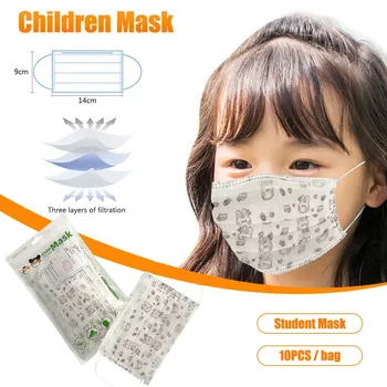 

In Stock 10pc Kids Children Disposable Face Mask Cartoon Printed Masks 3 Layer Earloop Breathable Non Wovens Mask Mascarillas #1