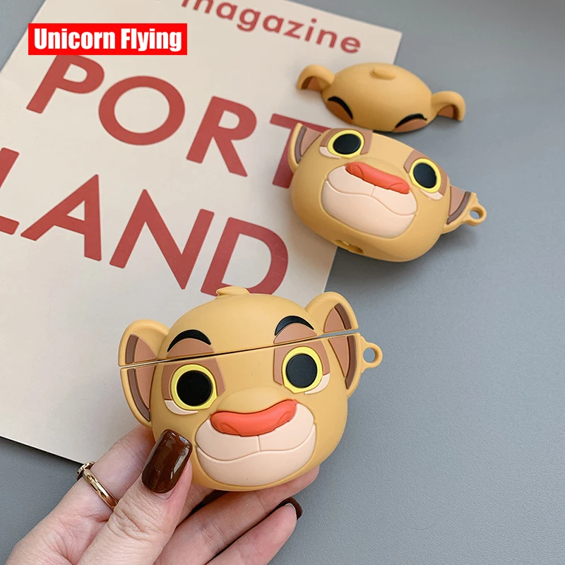

LinXiang 3D Cartoon Cute Little The Lion King Bluetooth Earphone Silicone Protective Case For Apple Airpods 1 2