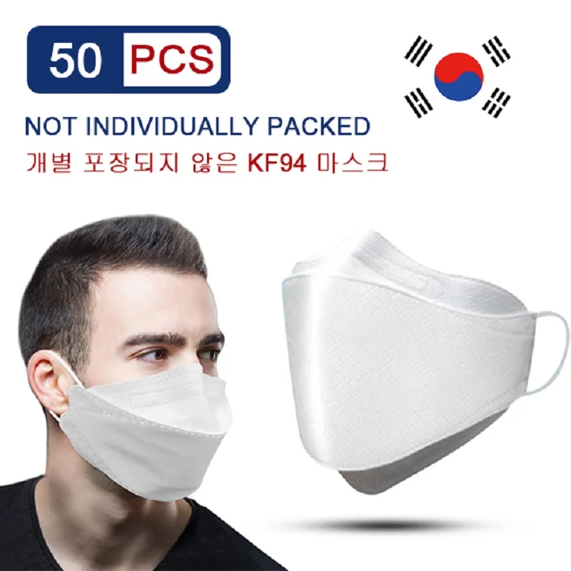 

In Stock 50PCS KF94 Face Mask 94% Filtration 3-Layer Protective Face Mask Mouth Face Mask Protection against Droplet Dust
