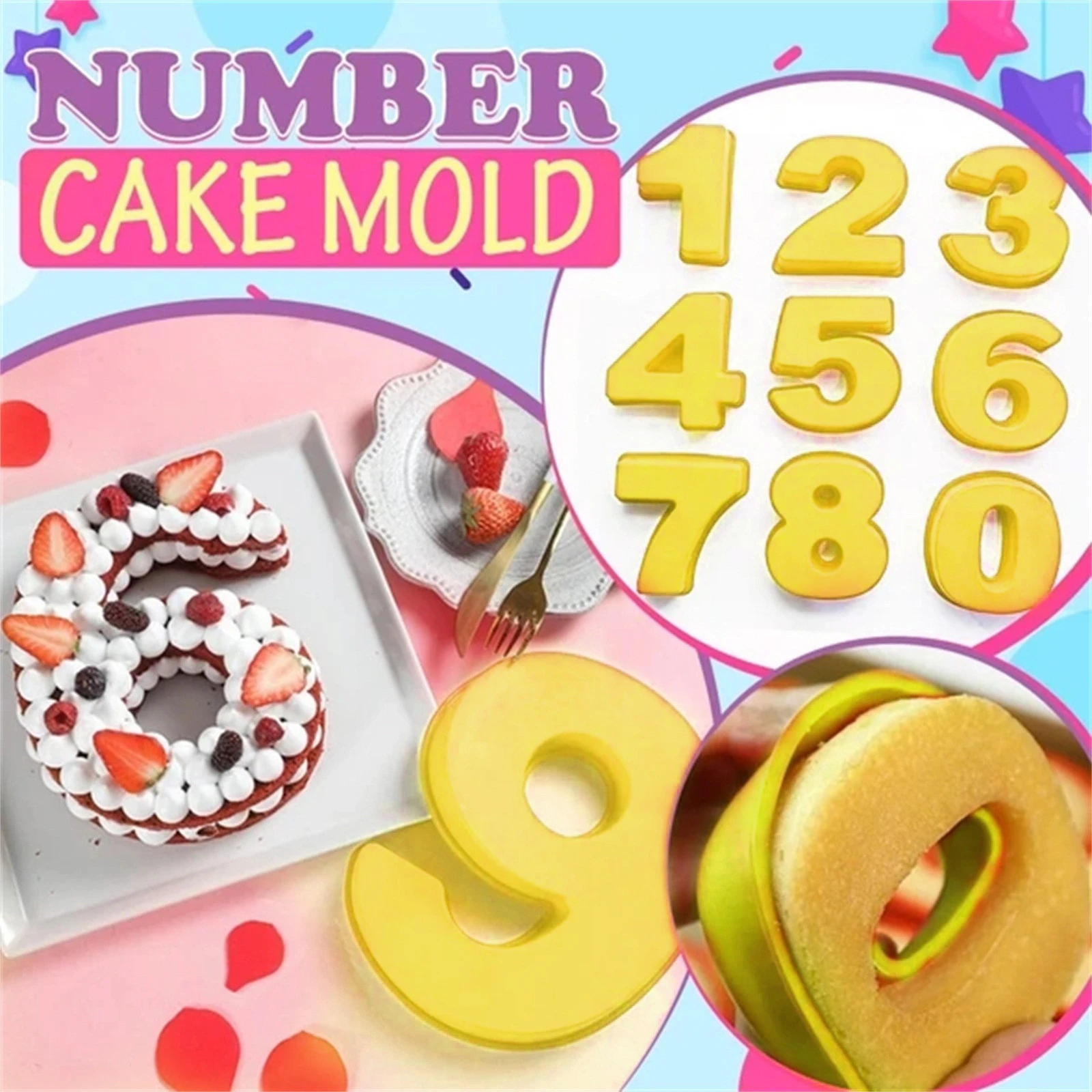Nr 9 X números en forma de Molde de Silicona pastel de cumpleaños niños de la Bandeja de Horno Pastelería