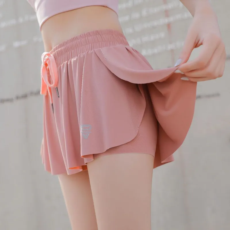 

Summer Running Shorts Women 2 In 1 Marathon Quick Dry Shorts Gym Loose Sport Shorts Breathable Yoga Shorts