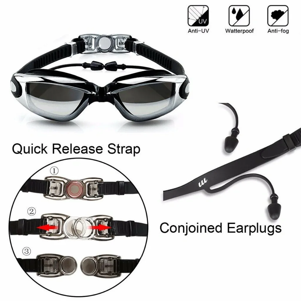 Женские и мужские водонепроницаемые противотуманные очки с защитой от ультрафиолета, очки для серфинга и плавания, профессиональные очки для плавания, шапочки для плавания, заглушки для ушей, зажим для носа, набор