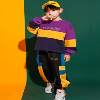

Baby Boys Clothing 2019 Spring and Autumn Hip Hop Suit Children's Sports Suit Personality Hooded Casual Purple /Black Two-piece