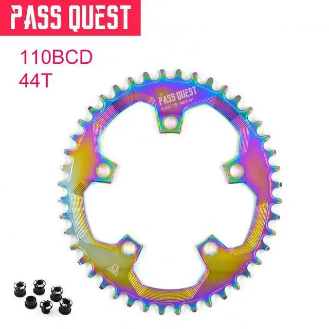 PASS QUEST 110/5 BCD 110BCD с титановым покрытием Овальный дорожный велосипед узкая широкая цепь 42 T-52 T велосипедная Звездочка sram 3550 APEX красный - Цвет: 44T