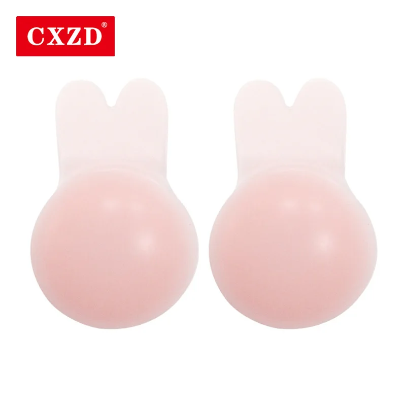 

CXZD Silicone Bra Invisible Push Up Sexy Strapless Bra Stealth Adhesive Backless Breast Enhancer For Women Lady Nipple Cover
