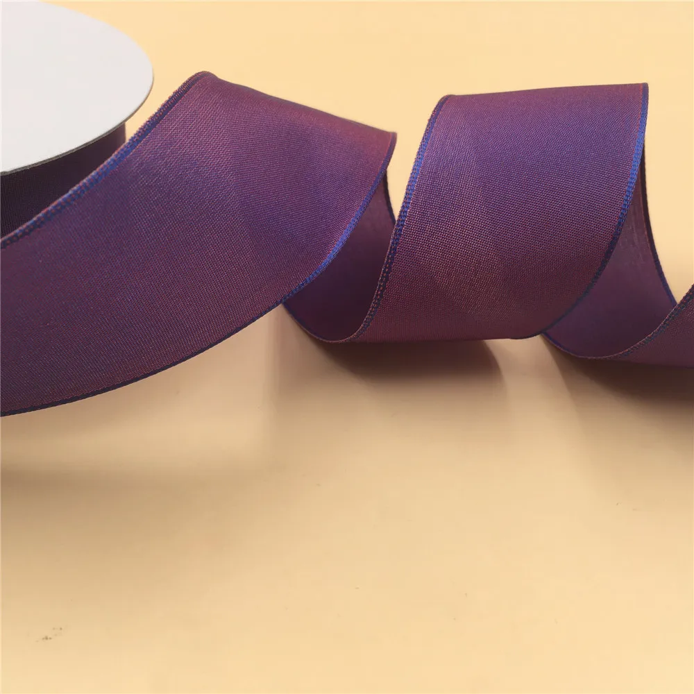 

38MM Wire Edge Ribbon Purple Taffeta For Dress Bow Birthday Decoration Chirstmas Gift DIY Wrapping 25Yards N1063