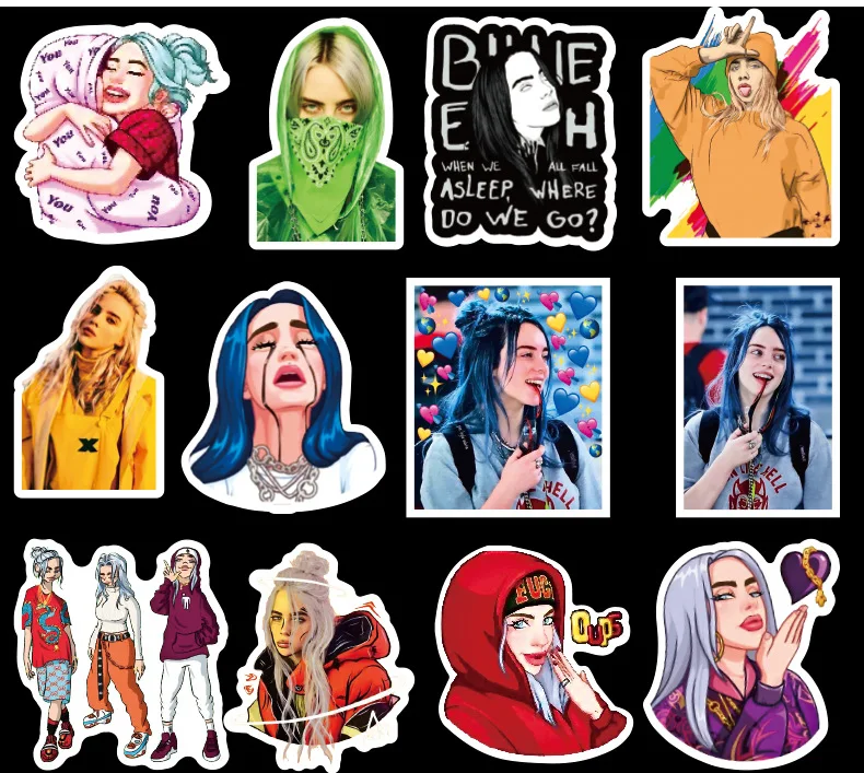 10/20 Вт, 30 Вт, 40/50 шт Мультяшные Billie Eilish Стикеры s Водонепроницаемый ПВХ скейтборд для катания на сноуборде гитары мотоцикл для ноутбука детские игрушки наклейка