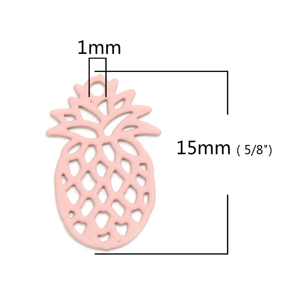 DoreenBeads модные медные Подвески кулон серебристого цвета ананас/ананас фруктовое Филигранное тиснение DIY фурнитура 15 мм x 9 мм, 50 шт - Окраска металла: 5