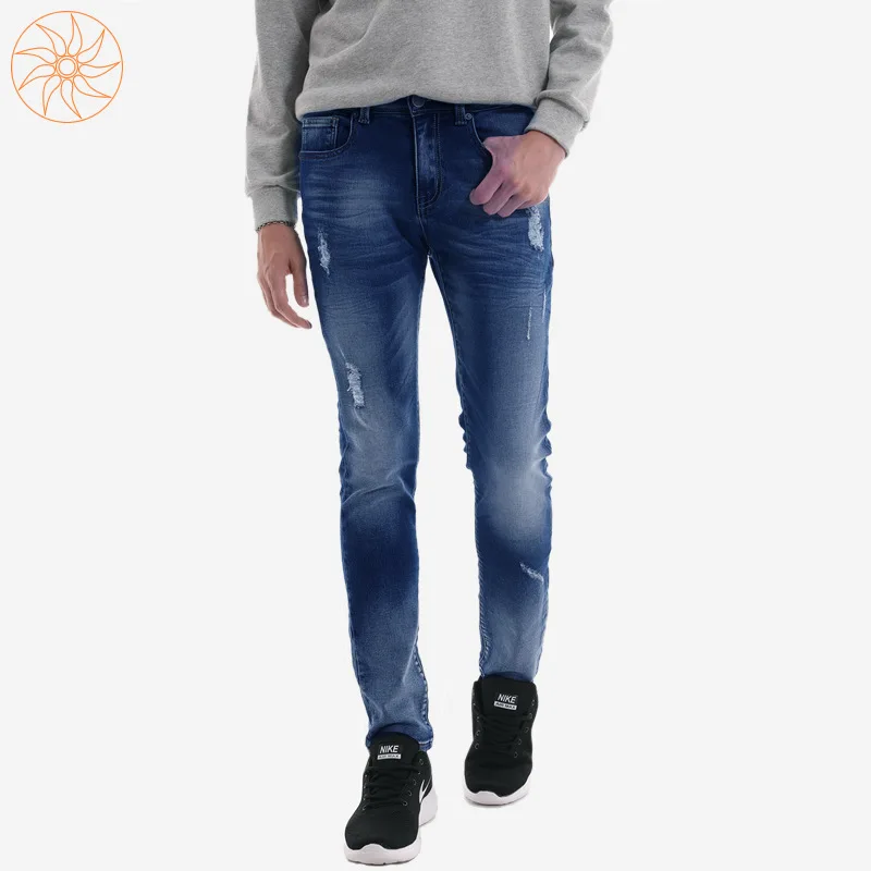 AliExpress осенние мужские джинсы с дырками, мужские эластичные прямые узкие джинсы большого размера, мужские брюки