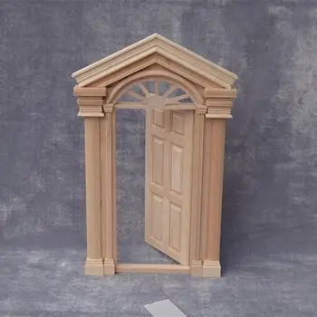 

Wooden European Style 6 Panel Door Model Toy DIY Miniature Doll House Accessory Durable Pretend Play Toy