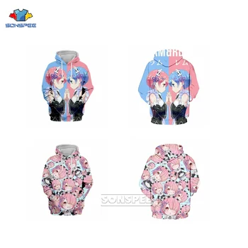 

SONSPEE Re Zero Hoodie Winter Jacket Women Men's Sweatshirt 3d Print Korean Clothes Emilia Rem Japanese Anime Cosplay Costume
