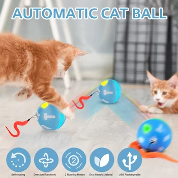 

USB Rechargeable Electric Rolling Ball Toys for Cats 360 Degree Self Rotating Interactive Magic Ball Toy with Led Light