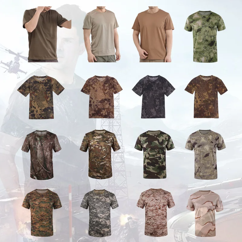 New Outdoor Hunting Camouflage T-shirt Men Breathable Combat T Shirt Dry Sp V3X2 