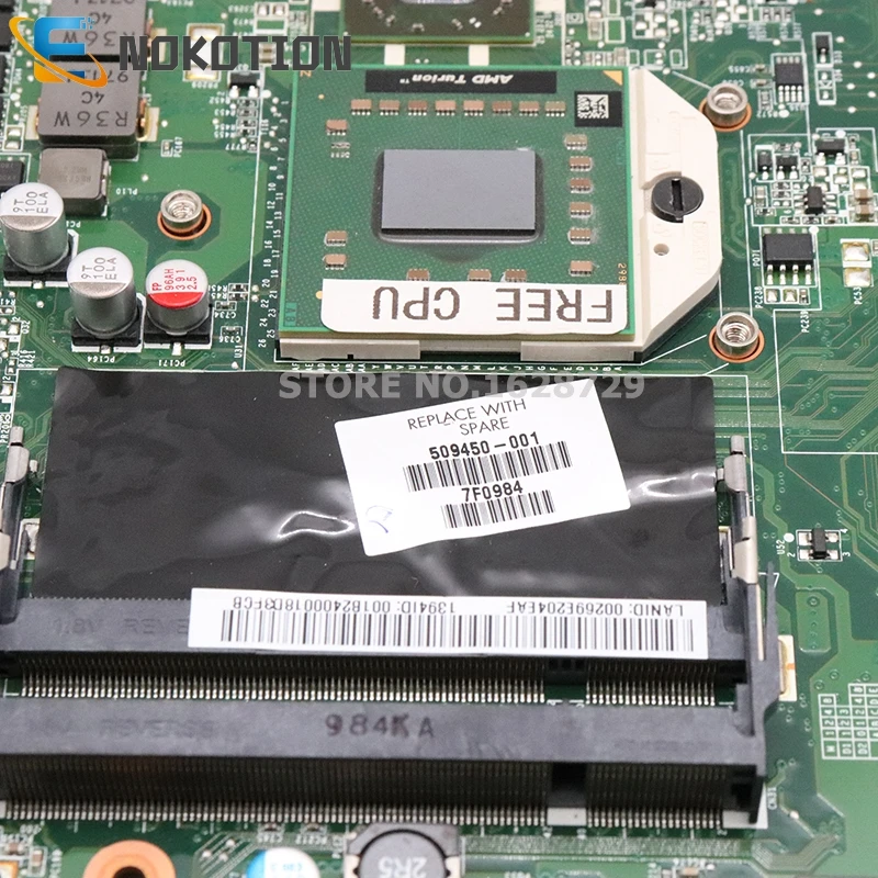 NOKOTION 509450-001 DAUT1AMB6D0 материнская плата для hp Pavilion DV6-1200 DV6-1000 материнская плата для ноутбука HD4650 DDR2 Бесплатный процессор