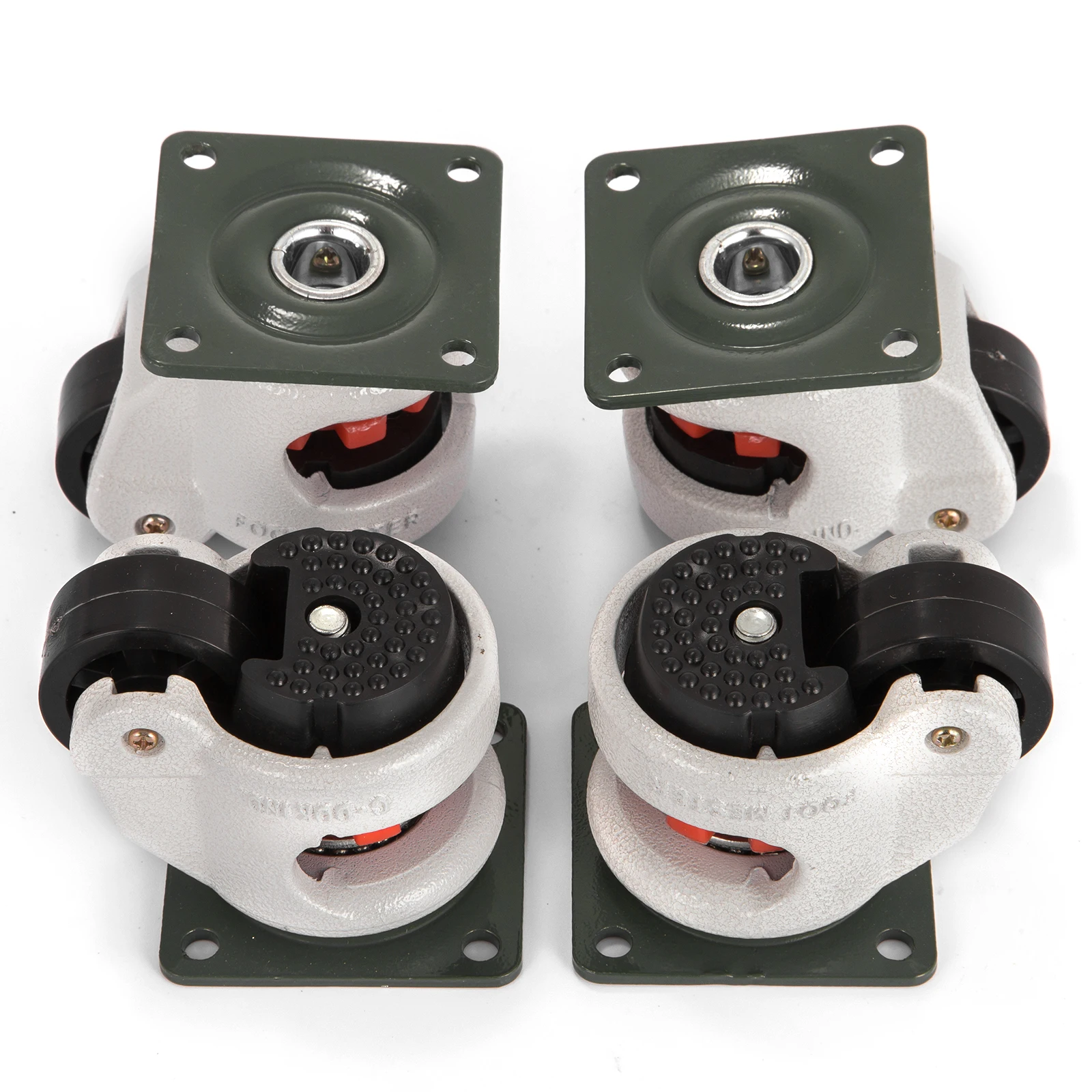 VEVOR Nylon Wheel and NBR Pad Set of 4 Leveling Casters w/ 360 Degree Swivel Heavy Duty for Industry Equipment Workbench Shelves