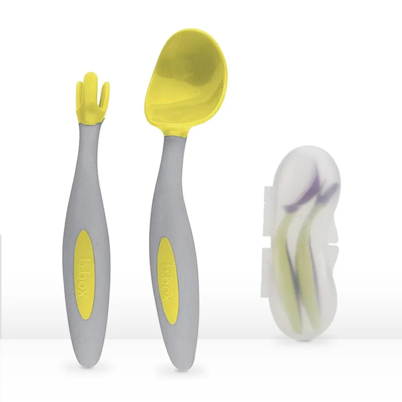 

BBOX Baby Spoon Training Learn Eating Curved Spoon Infant Dietary Supplement Fork Spoon Set B. Box