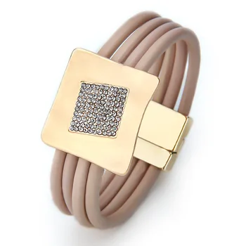 

TOTABC Multilayer Real Leather Bracelets for Women Fashion 2020 Crystal Bohemian Metal Beads Charm Wrap Bracelet Female Jewelry