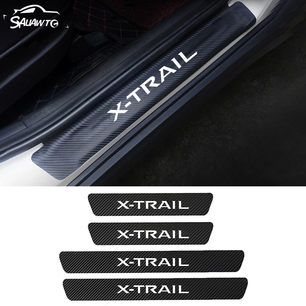 

4pcs Leather Car Door Sill Protector Stickers for Nissan X-Trail X Trail T32 T30 T31 Qashqai J10 J11 2007-2019 2020 Accessories